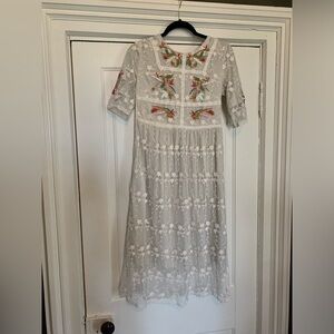 Embroidered Floral White Dress